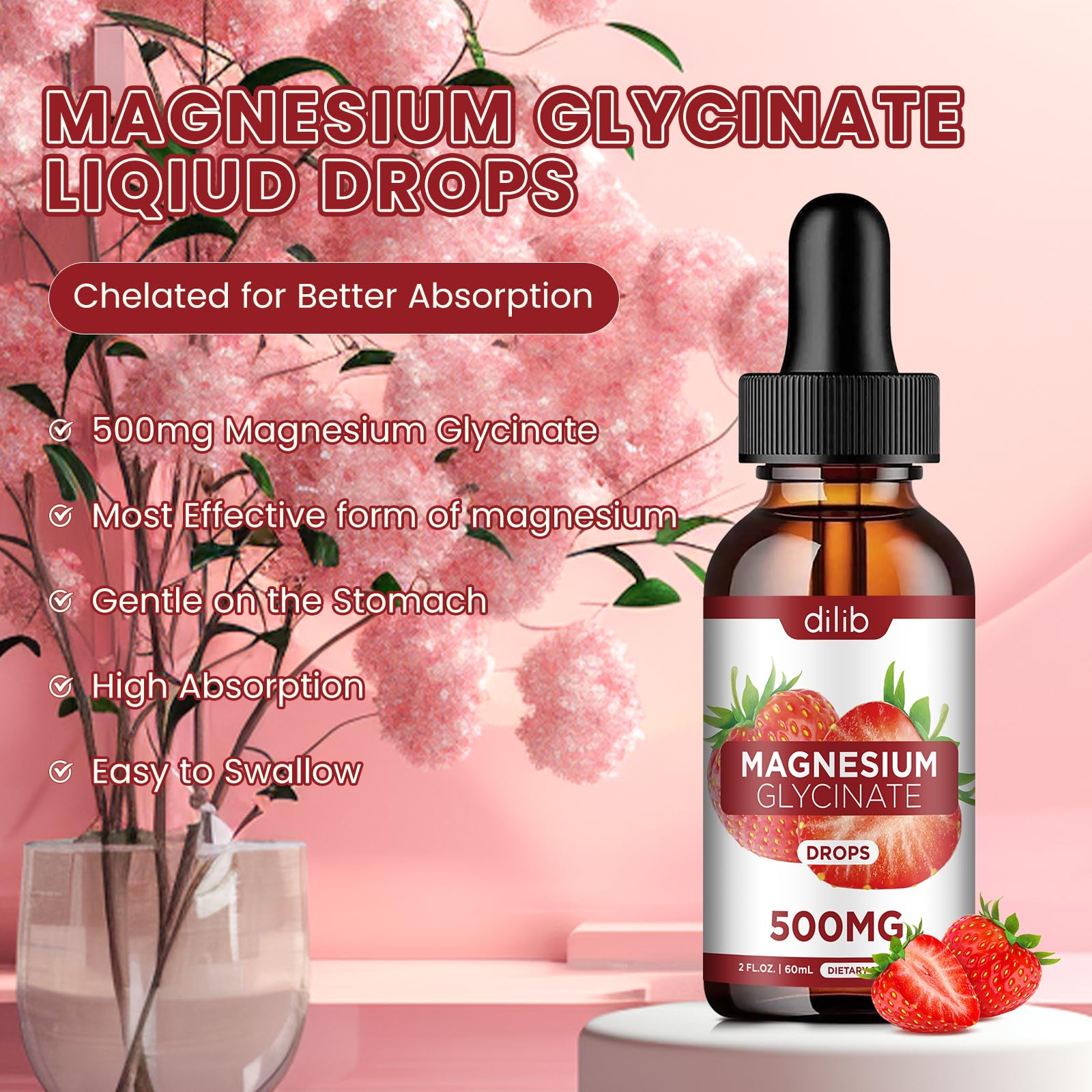 dilib Magnesium Glycinate Drops 500mg bottle side view