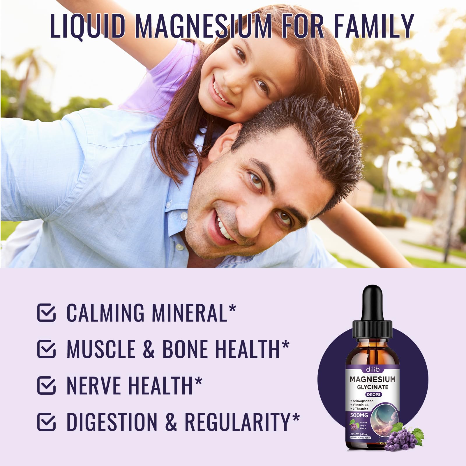 dilib Magnesium Glycinate Drops 500mg bottle with cap