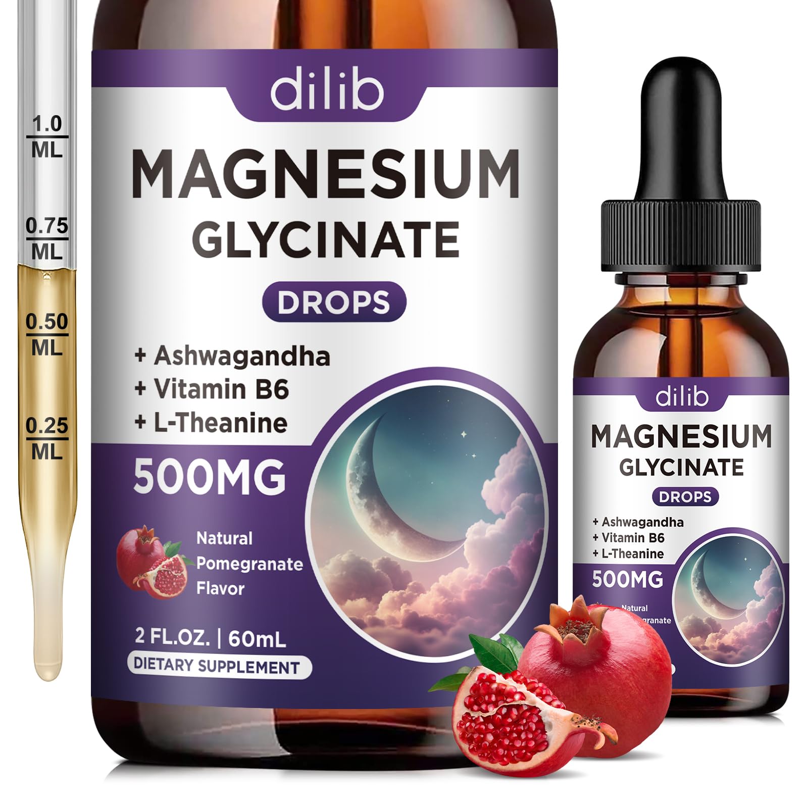 dilib Magnesium Glycinate Drops 500mg front view