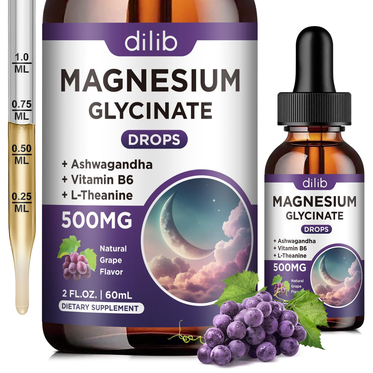 dilib Magnesium Glycinate Drops 500mg front view