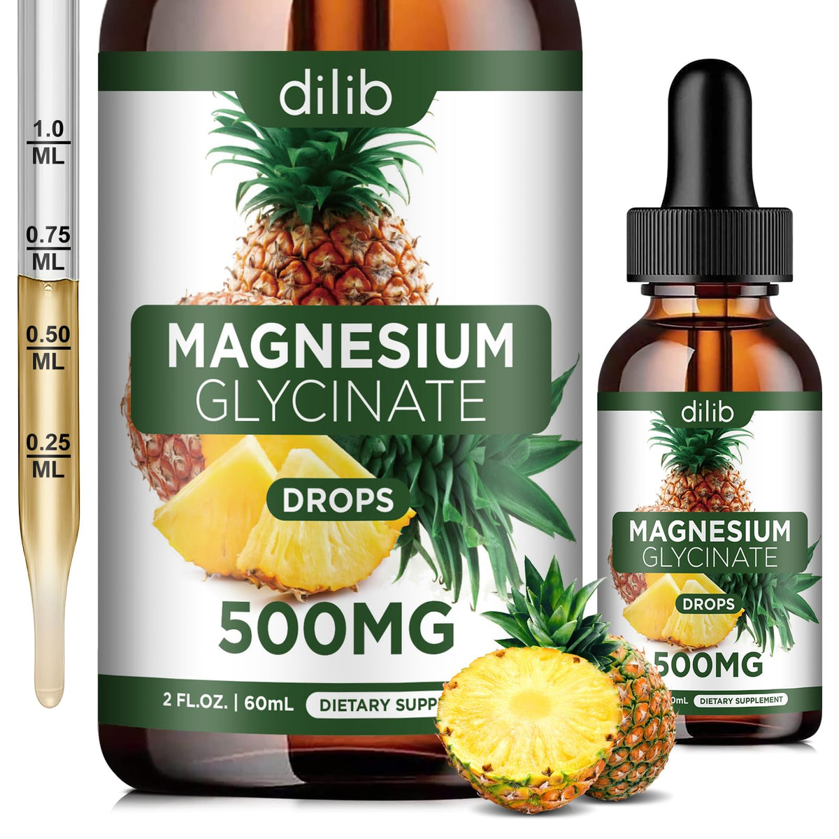 dilib Magnesium Glycinate Drops 500mg front view