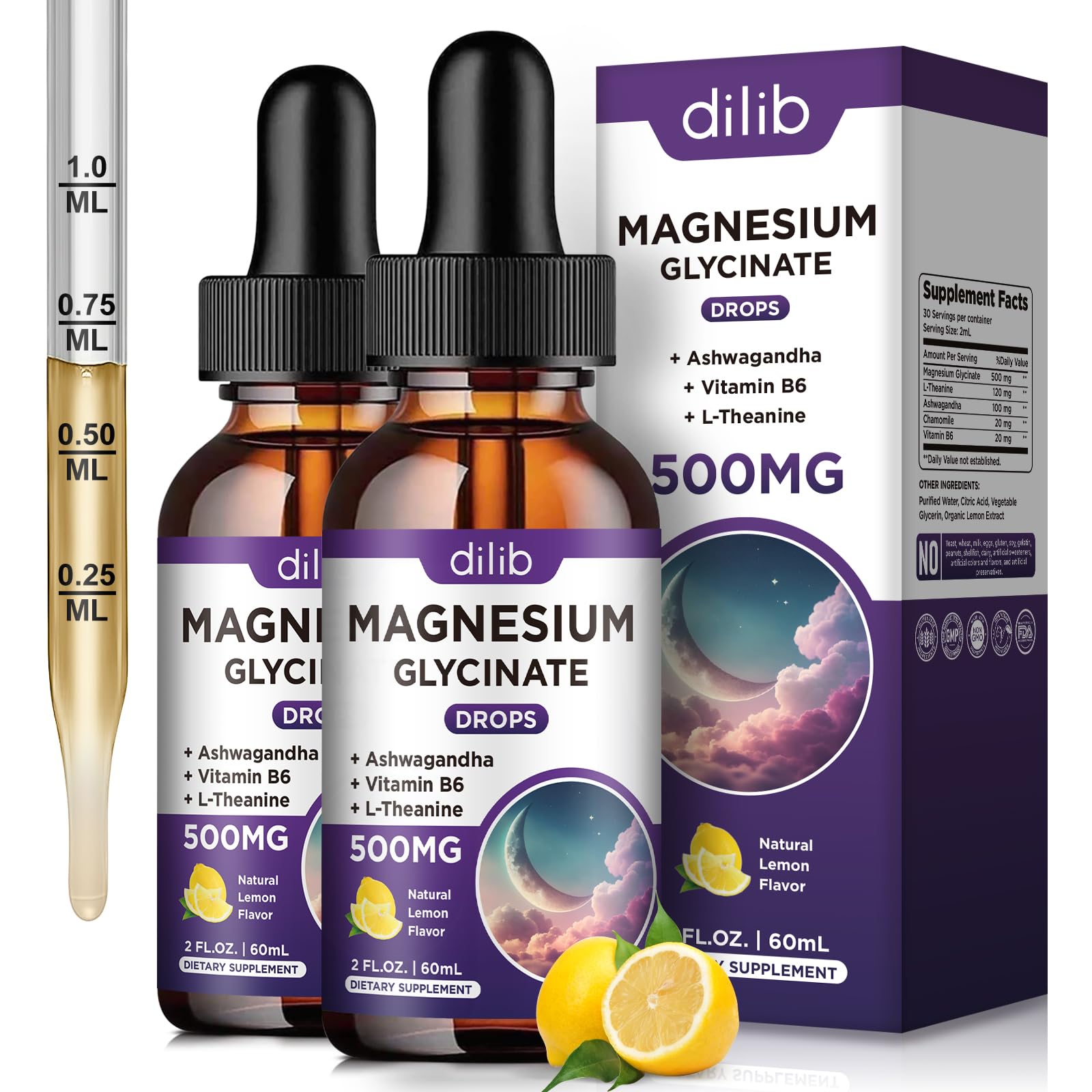 dilib Magnesium Glycinate Drops 500mg front view