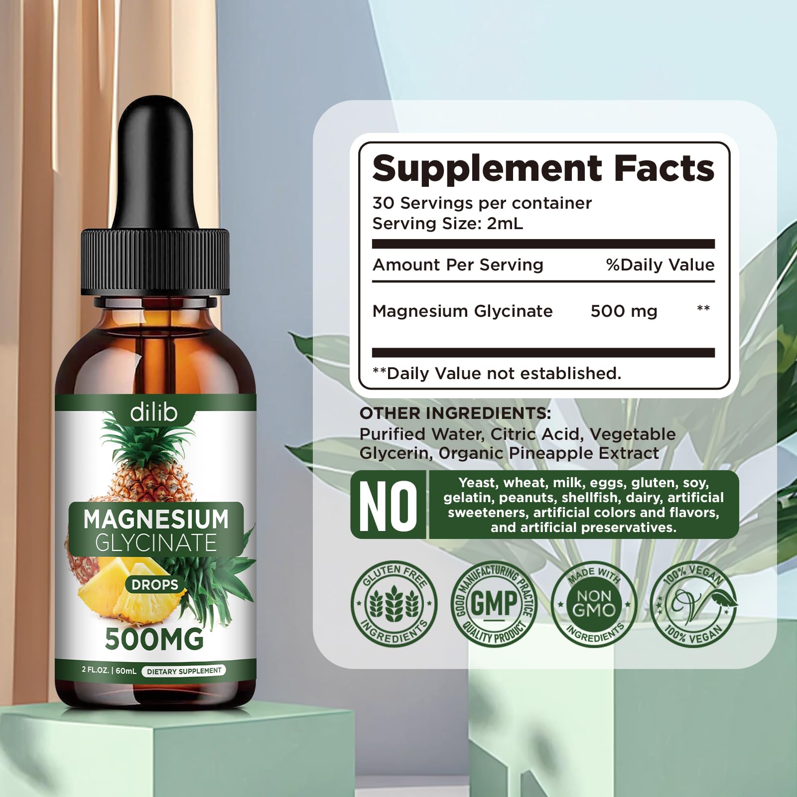 dilib Magnesium Glycinate Drops 500mg ingredients list