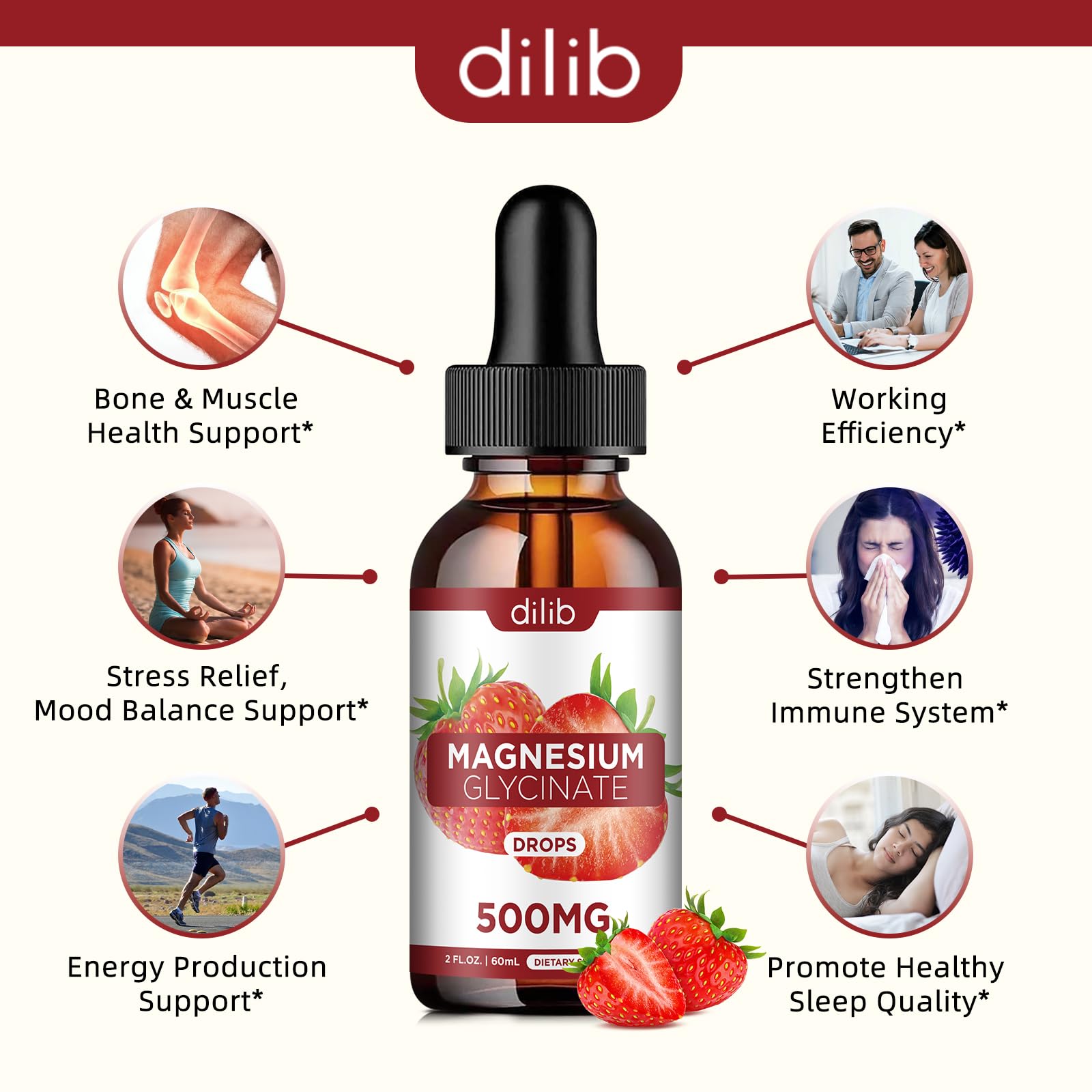 dilib Magnesium Glycinate Drops 500mg liquid dropper close-up
