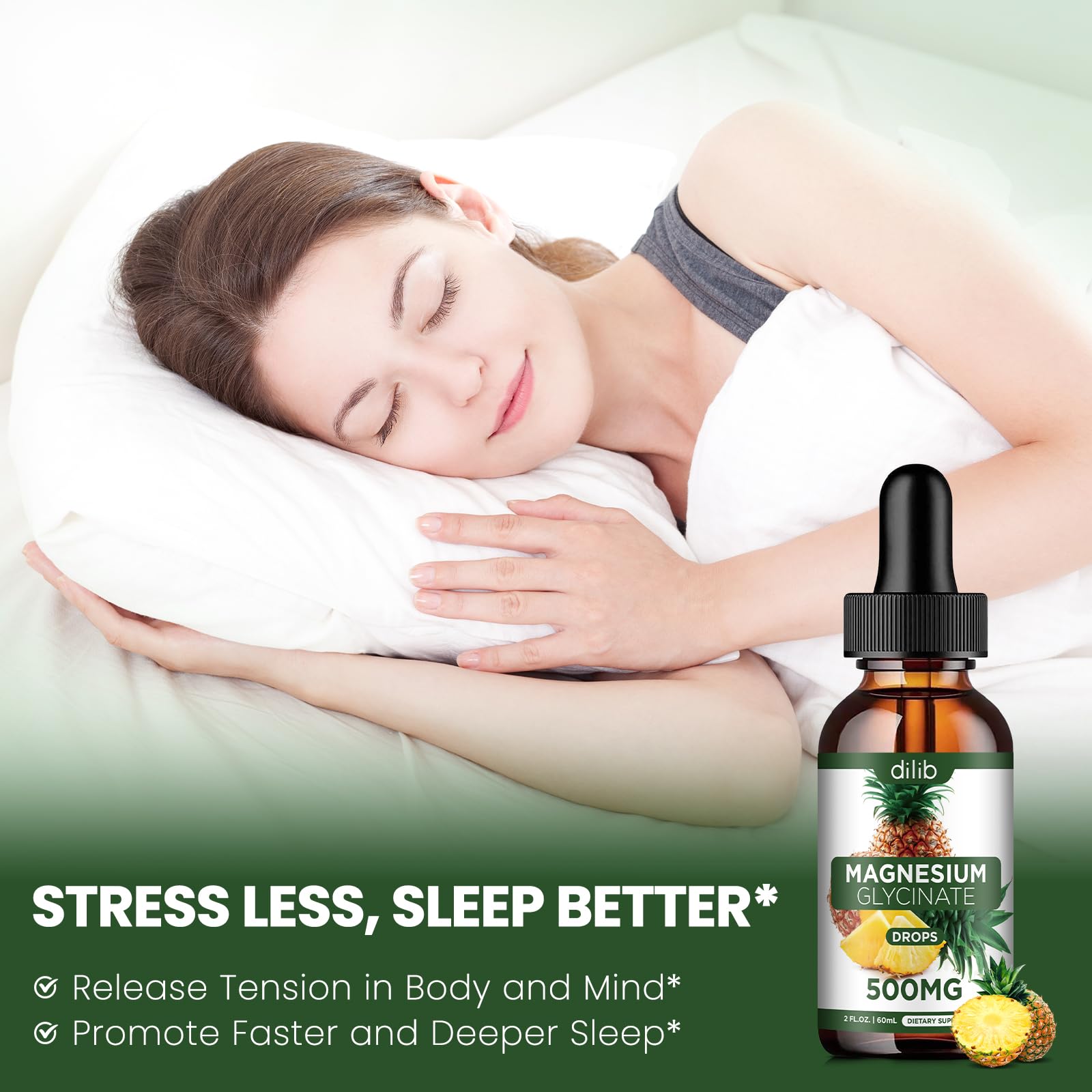 dilib Magnesium Glycinate Drops 500mg packaging with ingredients