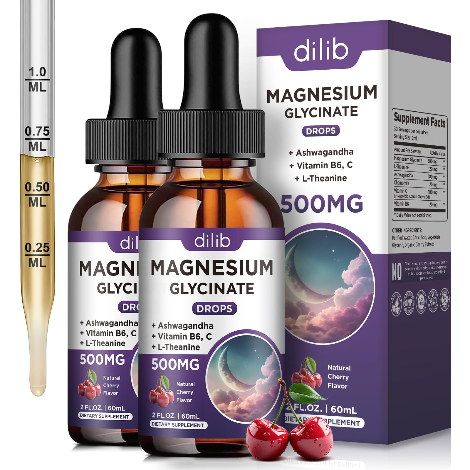 dilib Magnesium Glycinate Drops bottle front view