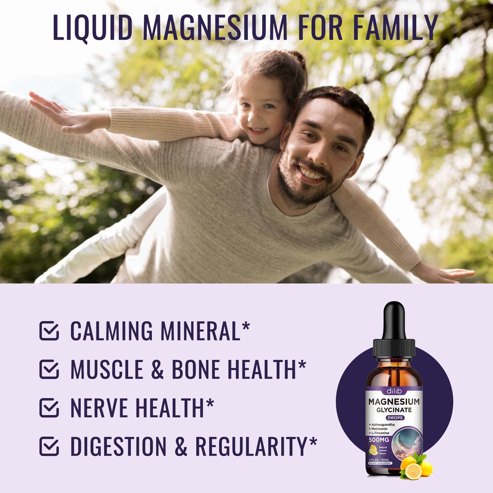 dilib Magnesium Glycinate Drops bottle side view