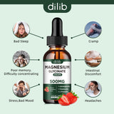 dilib Magnesium Glycinate Liquid Supplement 500mg with natural strawberry flavour