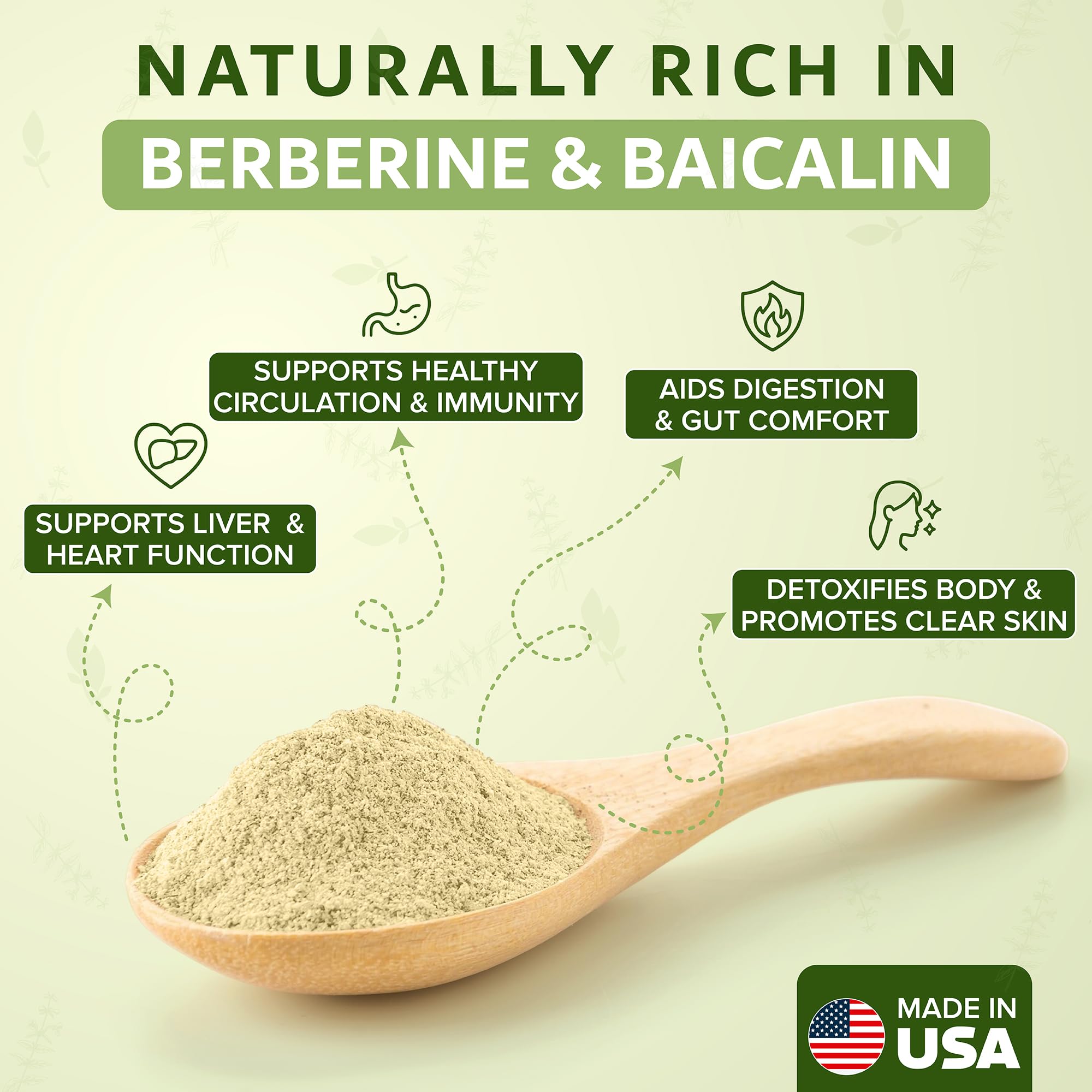 Dimmak Herbs Huang Qin Scutellaria Baicalensis 130g Powder side view