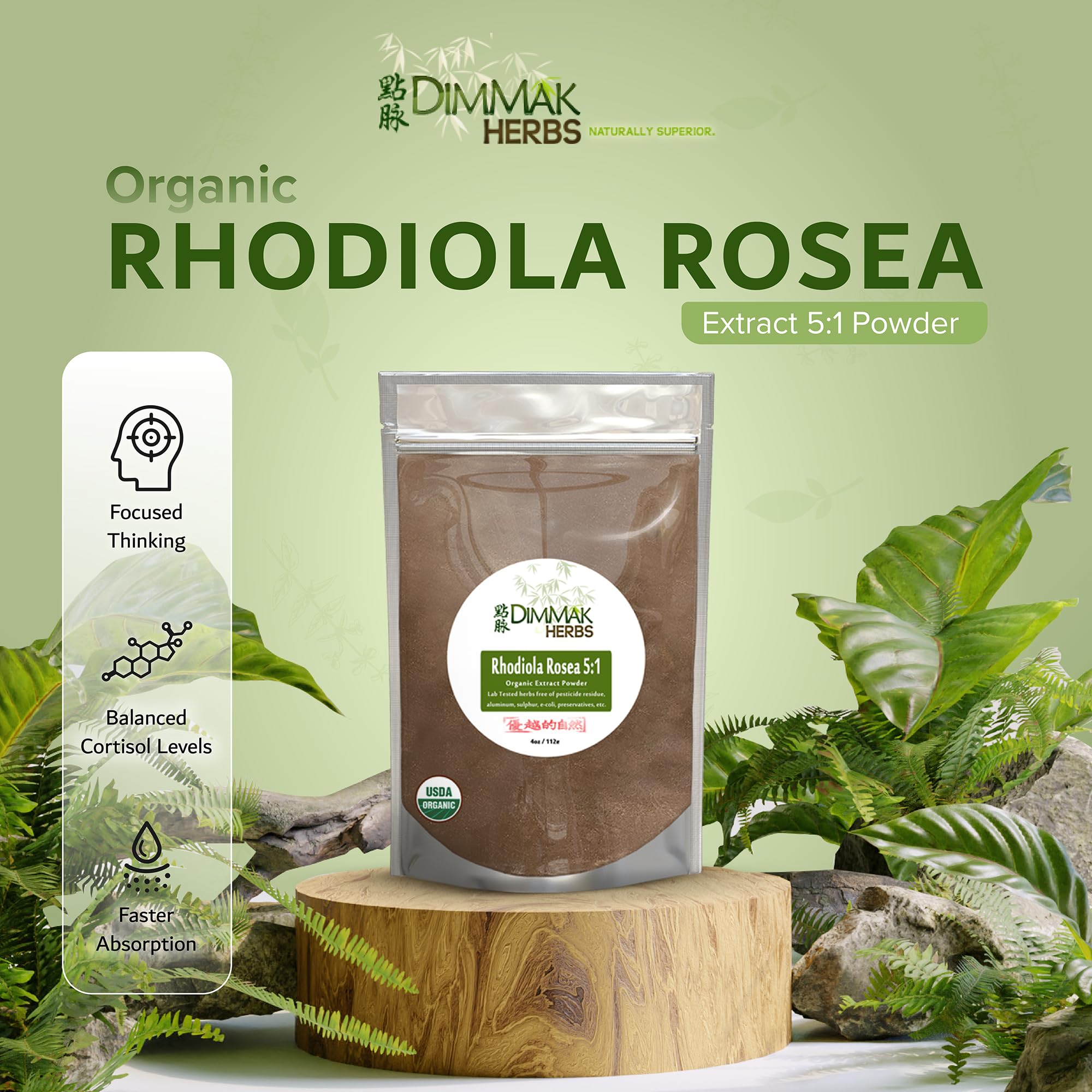 Dimmak Herbs Rhodiola Rosea 5:1 Extract back view packaging