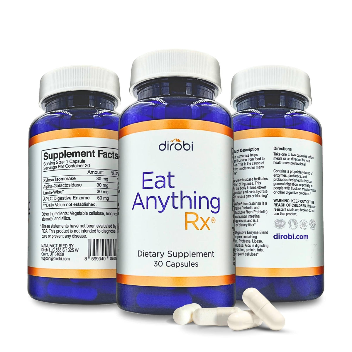 Dirobi Multi-Enzymes daily Support Capsules front view