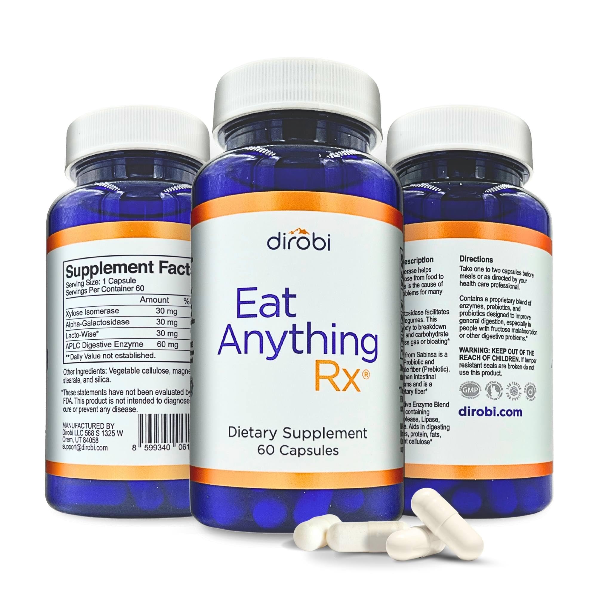 Dirobi Multi-Enzymes daily Support Capsules front view
