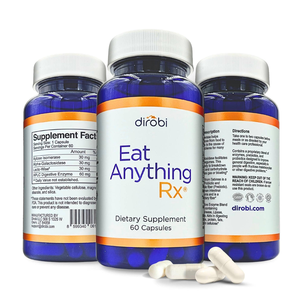 Dirobi Multi-Enzymes daily Support Capsules front view