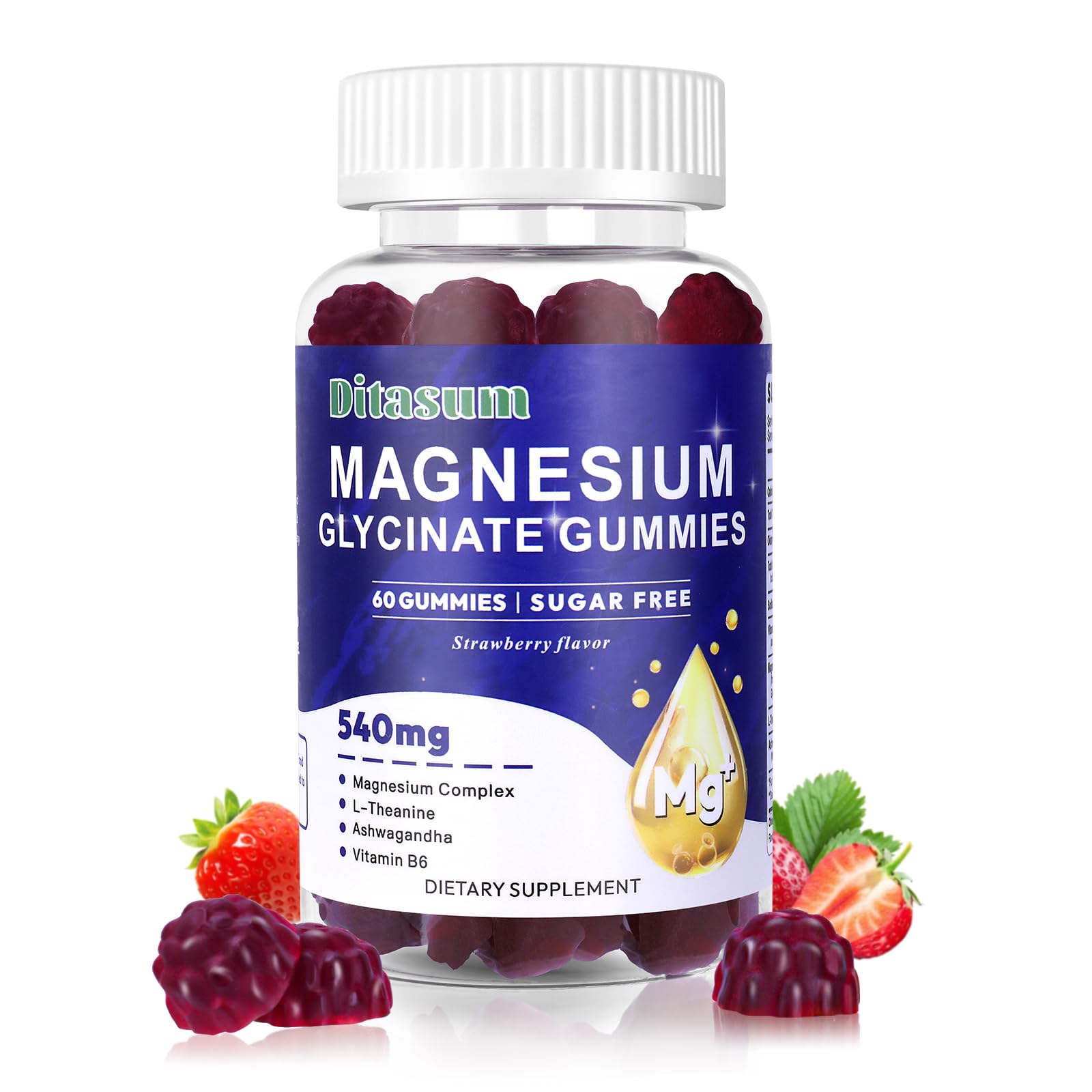 Ditasum Magnesium Glycinate Gummies front view with packaging