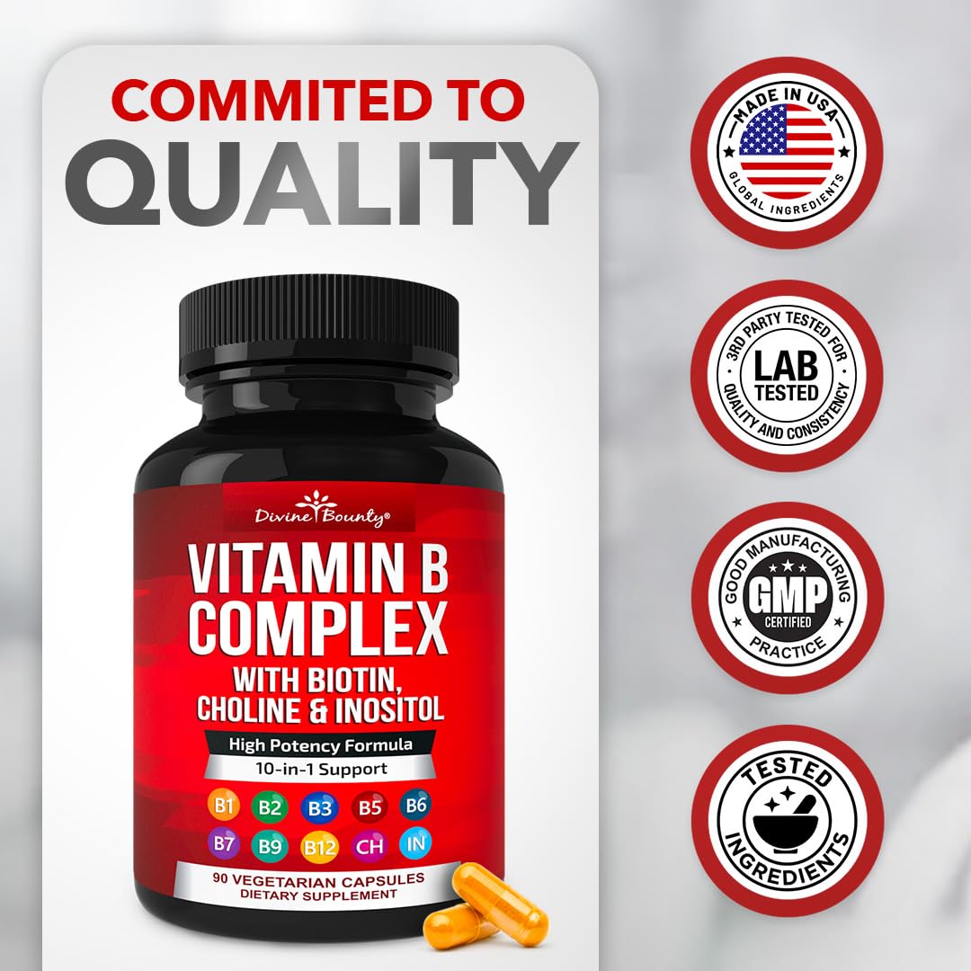 Divine Bounty B-Complex Supplement lifestyle scene with capsules