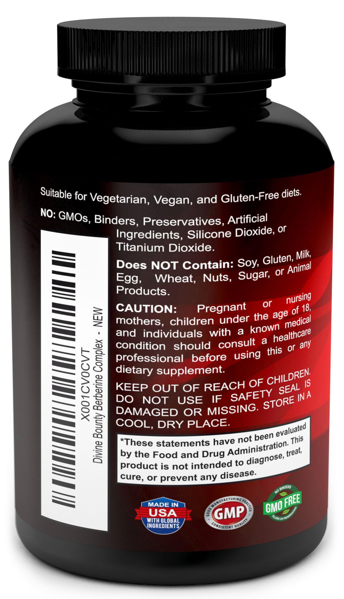Divine Bounty Berberine Supplement 600mg capsule close-up