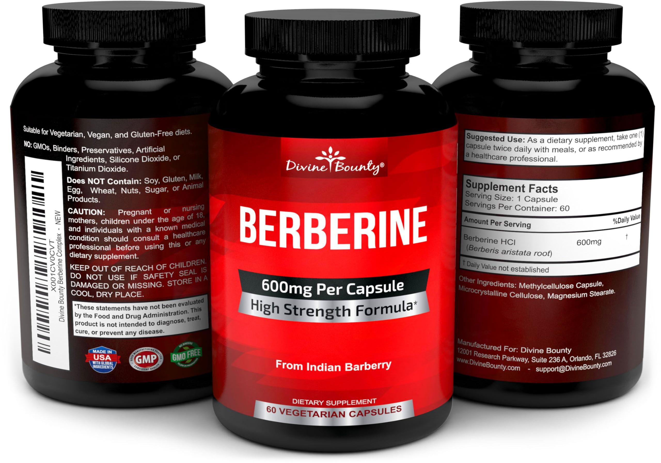Divine Bounty Berberine Supplement 600mg packaging
