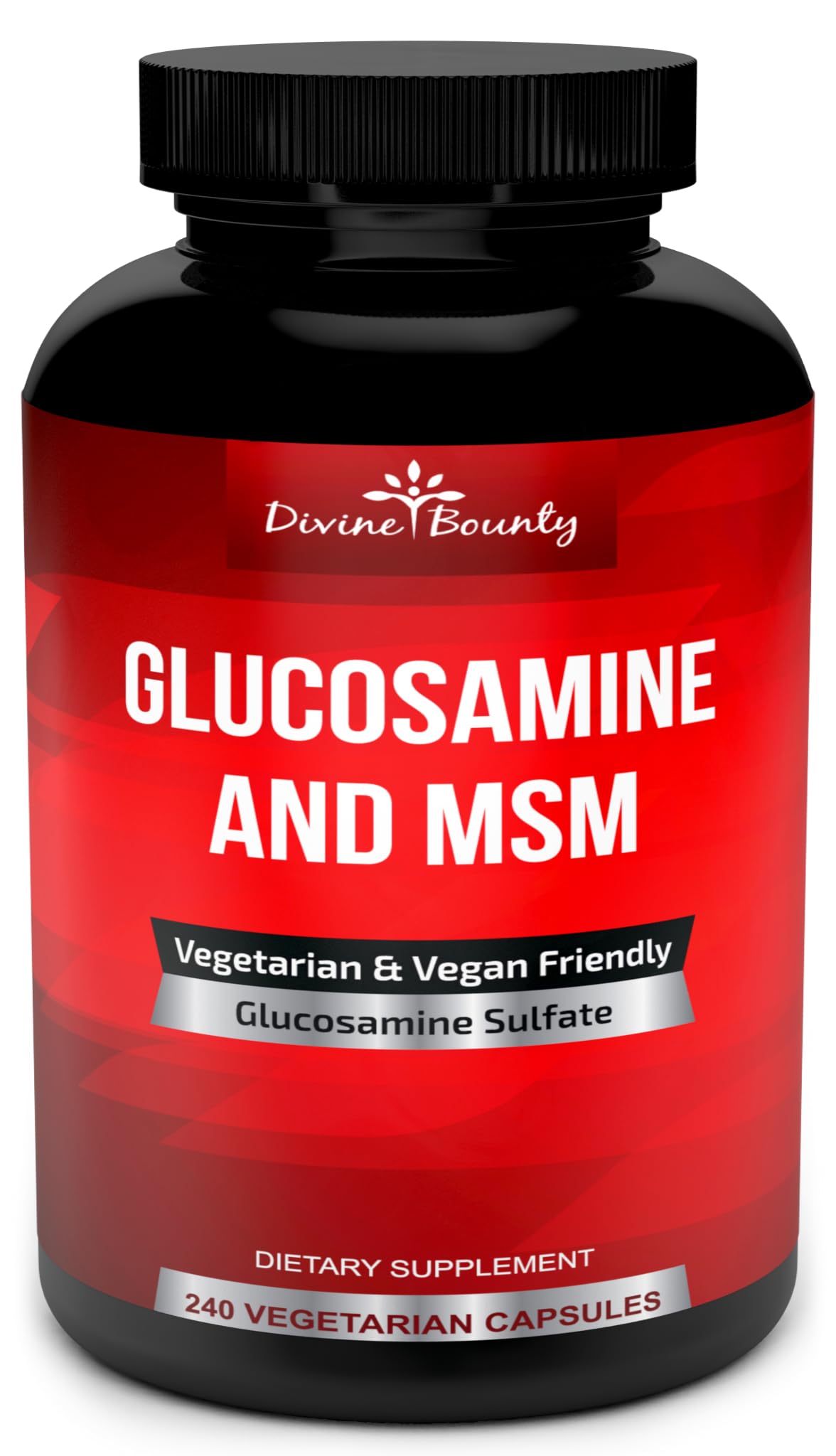 Divine Bounty Glucosamine Sulfate Supplement 240 capsules front view