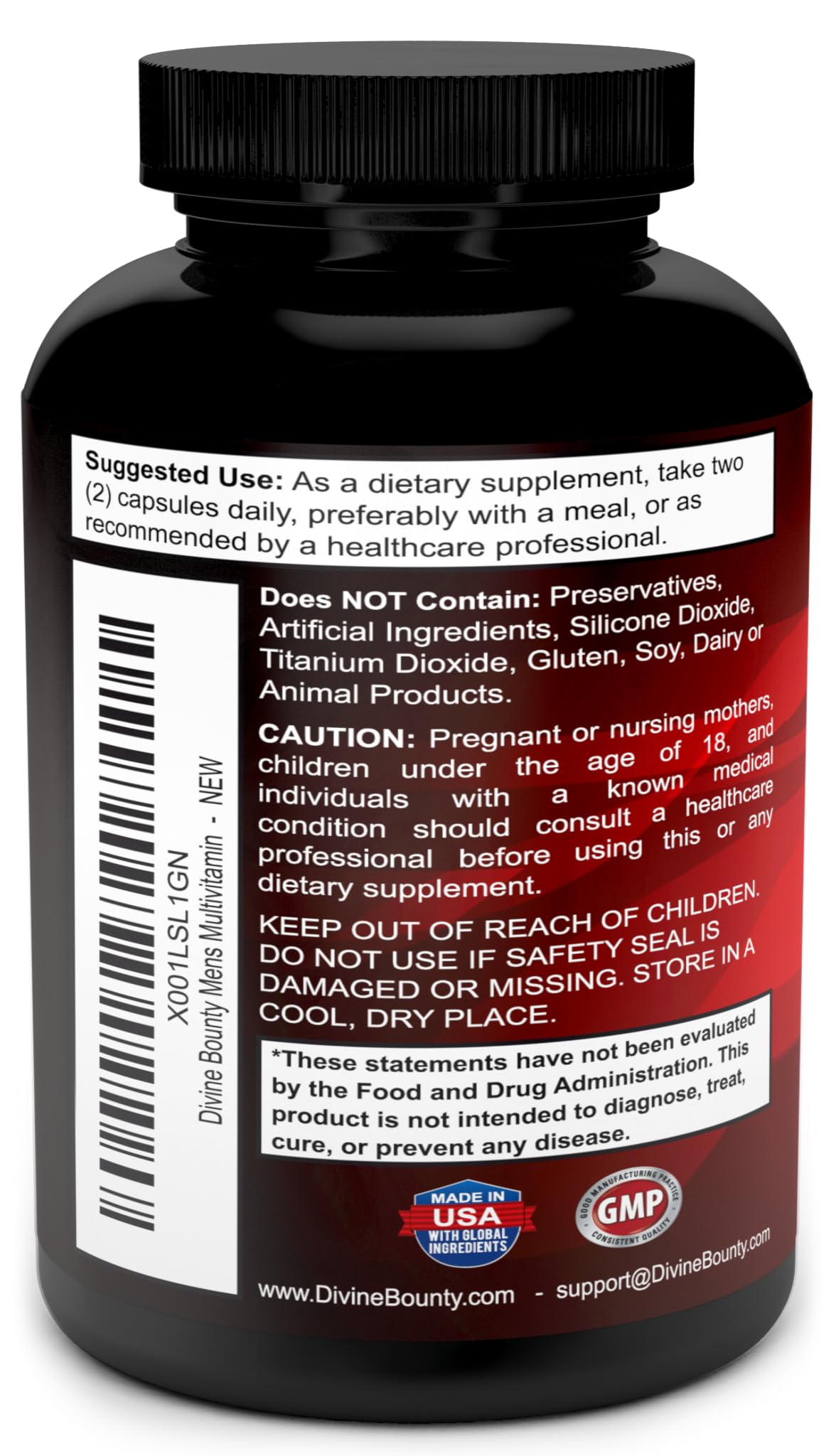 Divine Bounty Men's Multivitamin ingredients list