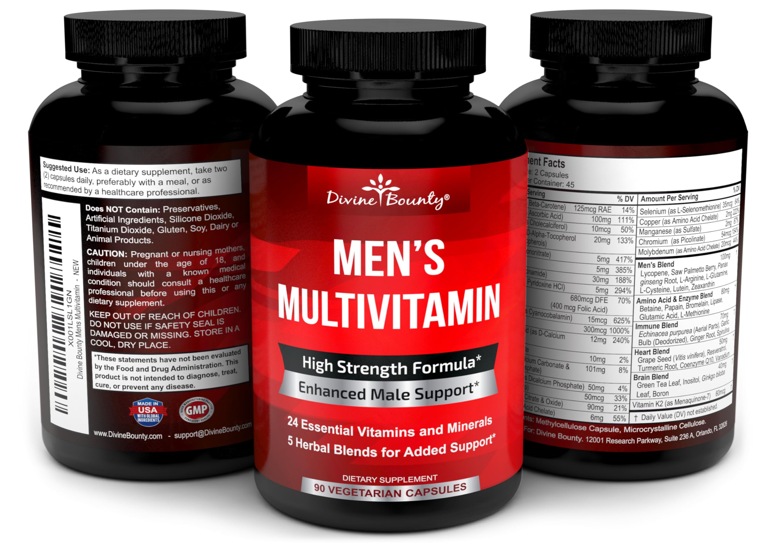 Divine Bounty Men's Multivitamin side view of bottle