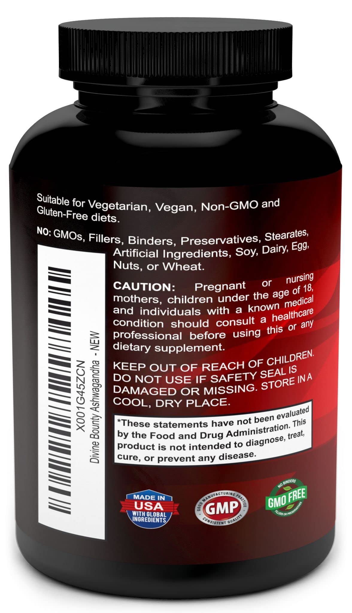 Divine Bounty Organic Ashwagandha capsules on a wooden table