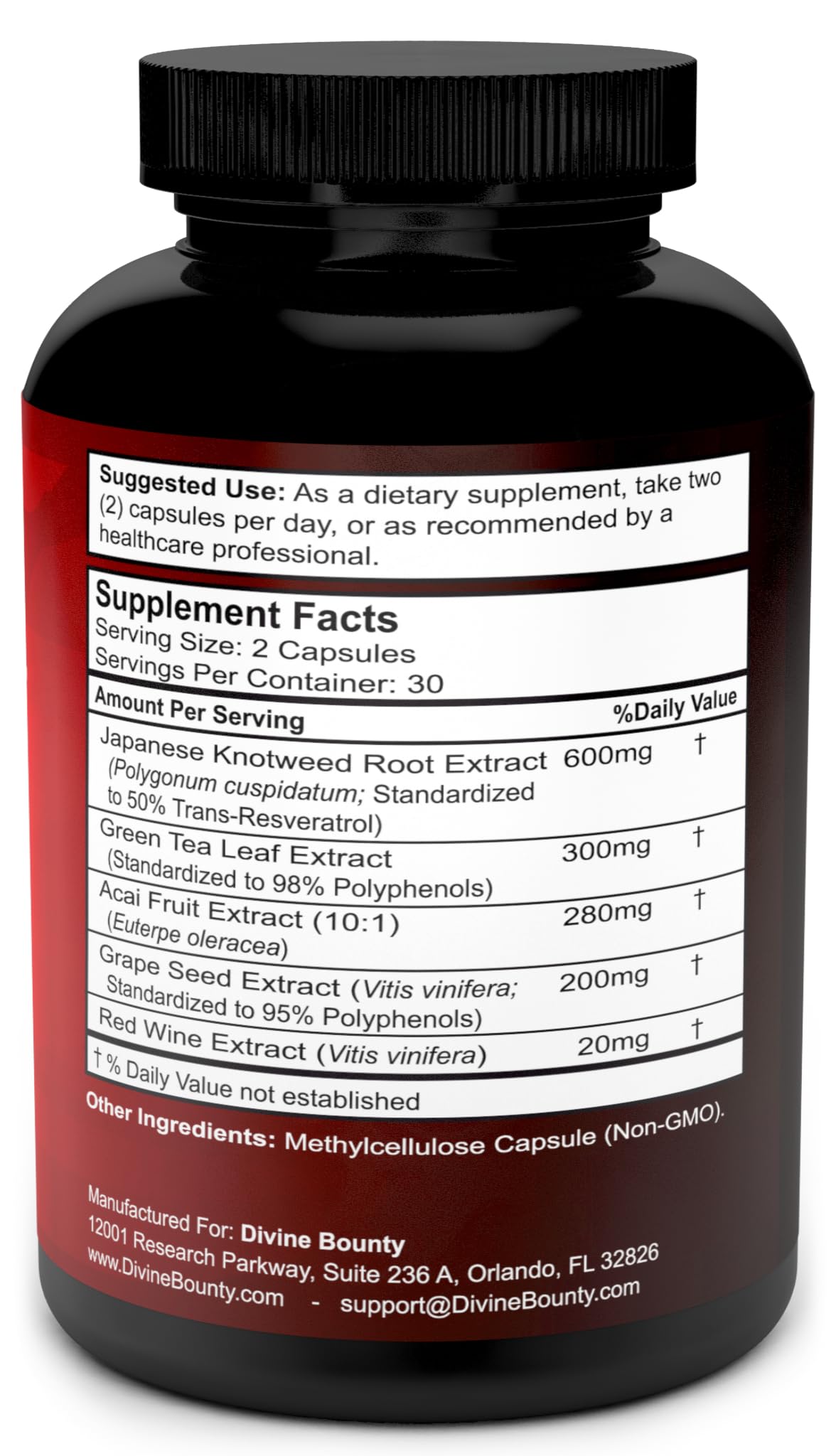 Divine Bounty Resveratrol Supplement capsules close-up