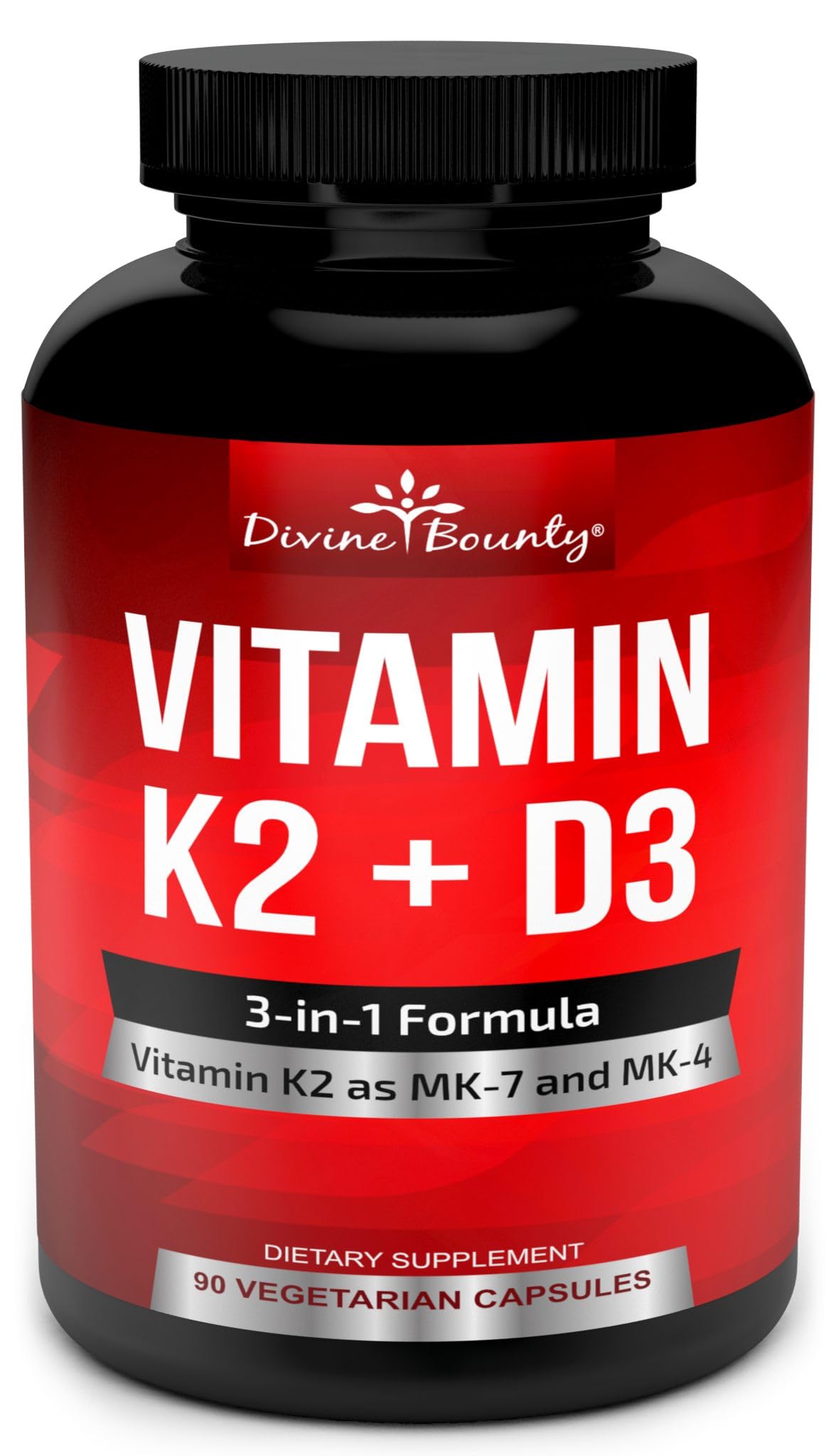 Divine Bounty Vitamin D3 & K2 3-in-1 Supplement bottle front view