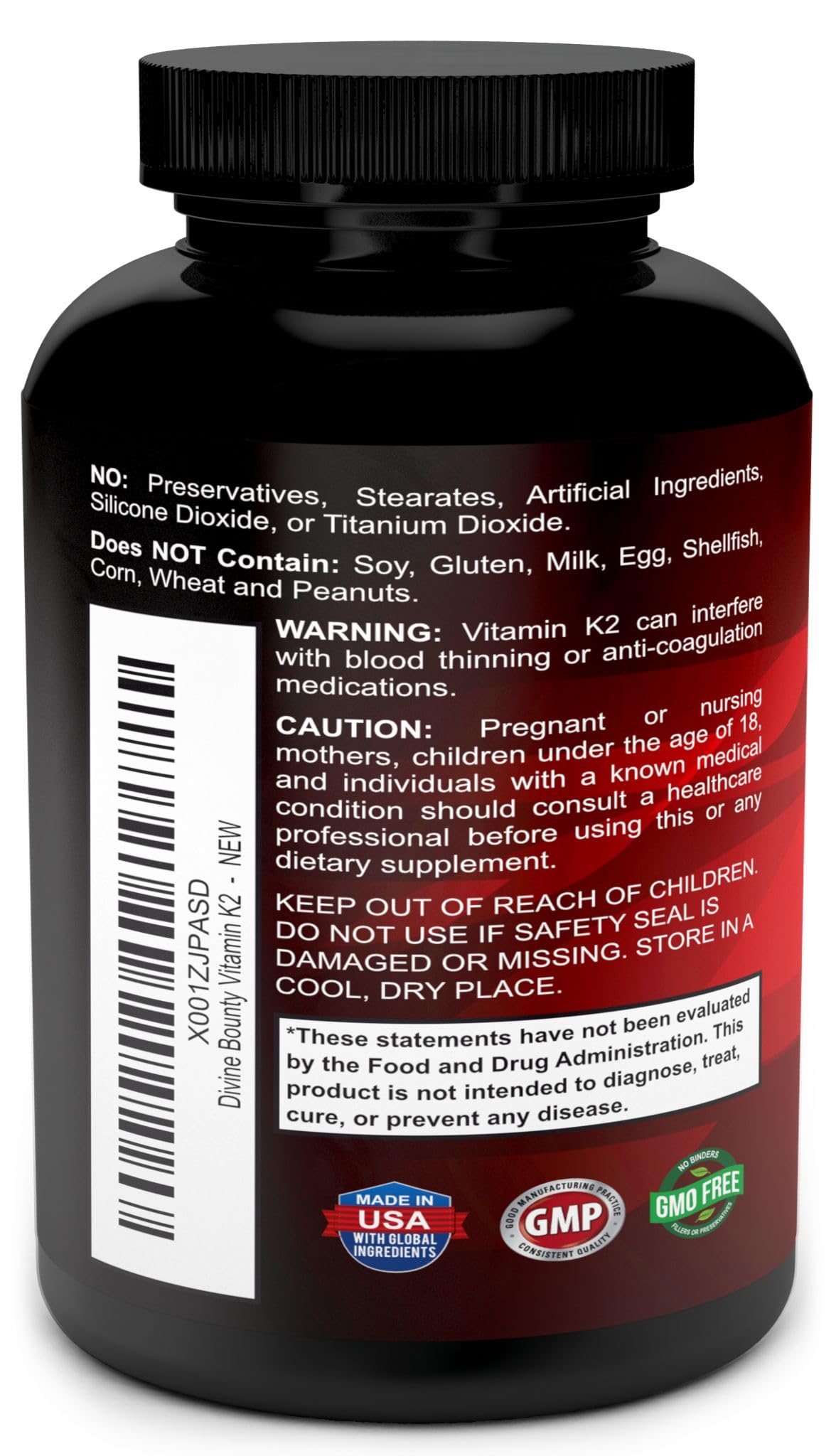 Divine Bounty Vitamin D3 & K2 3-in-1 Supplement capsules on a wooden table