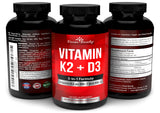 Divine Bounty Vitamin D3 & K2 3-in-1 Supplement packaging with ingredients list