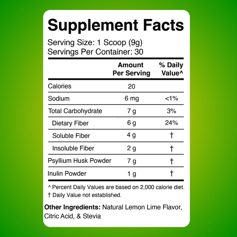 Divine Health Psyllium Husk Powder 340g with lemon-lime slice