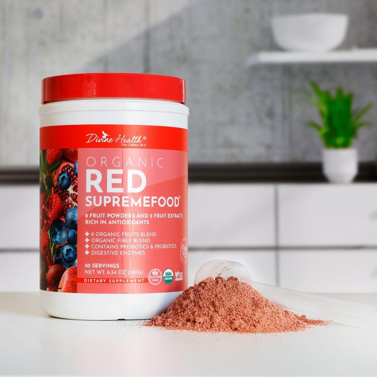 Divine Health Red Food 308g scoop with powder