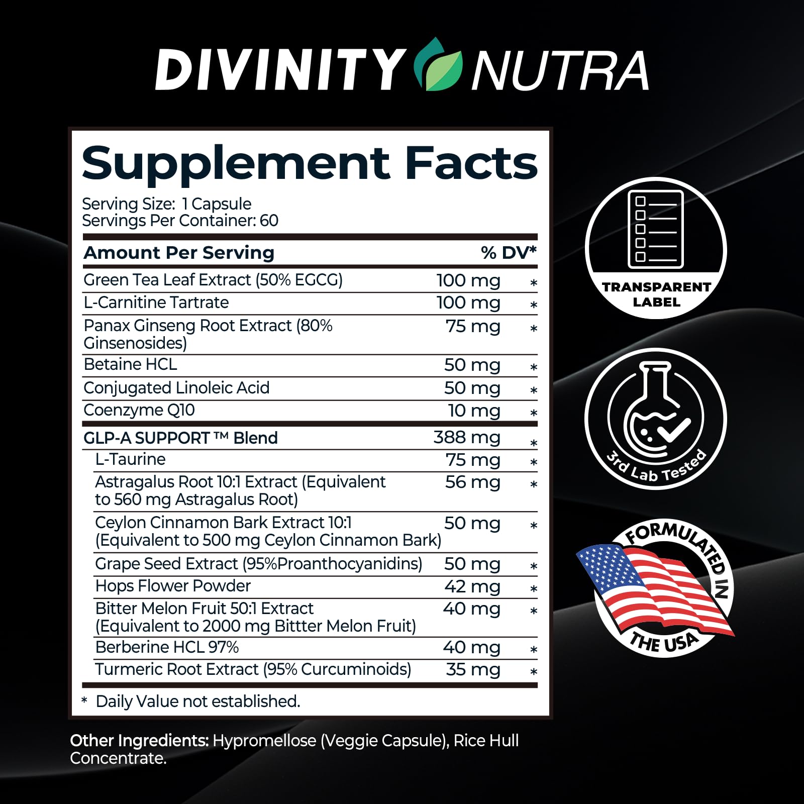 Divinity Nutra DN Daytime Fat Burner with a measuring spoon