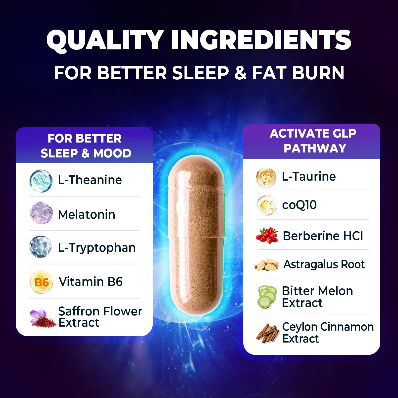 Divinity Nutra DN Sleep Burn 16-in-1 Supplement capsule close-up