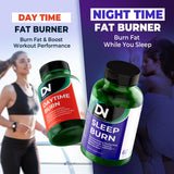 Divinity Nutra DN Sleep Burn 16-in-1 Supplement on a wooden table