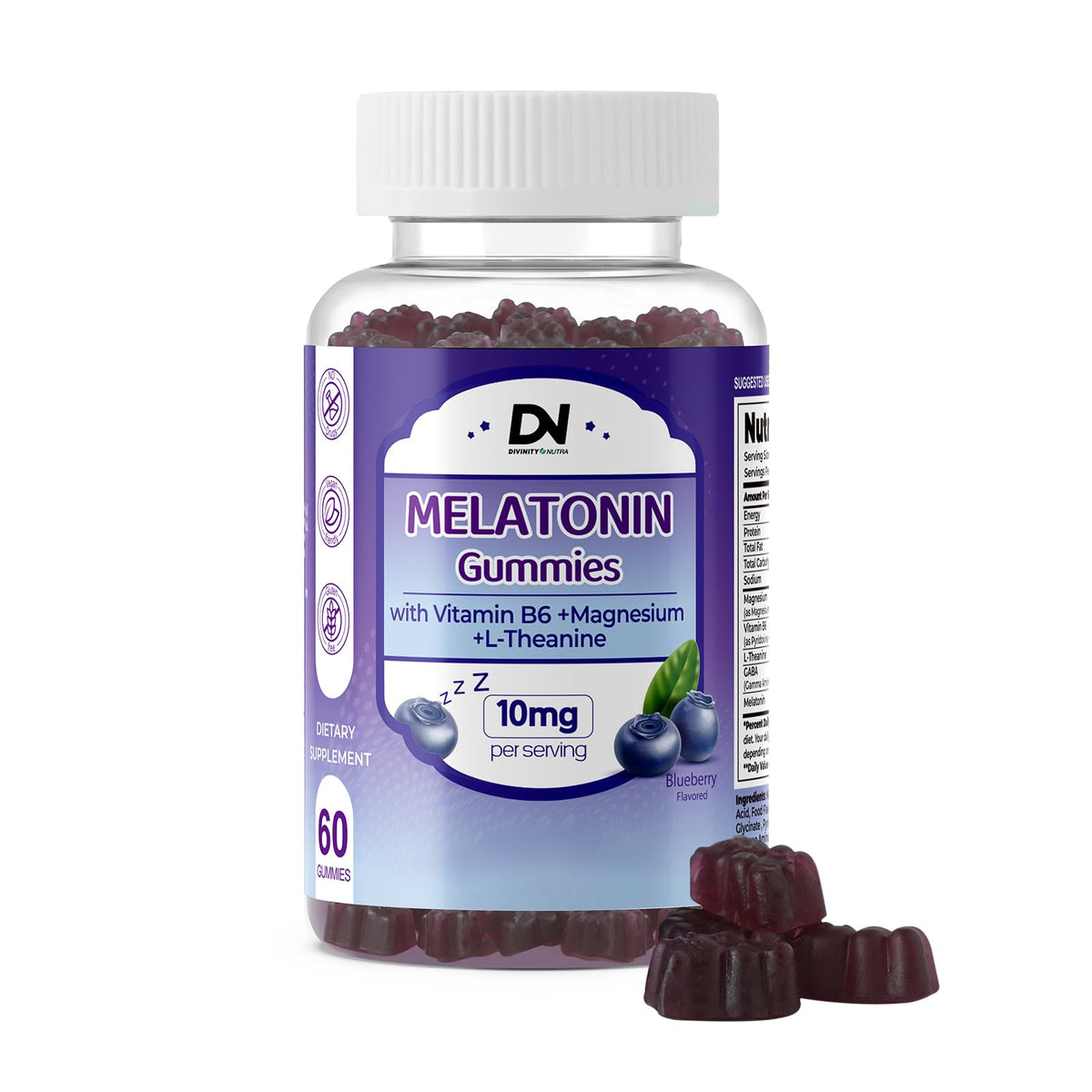 Divinity Nutra DN Sleep Gummies front view with packaging