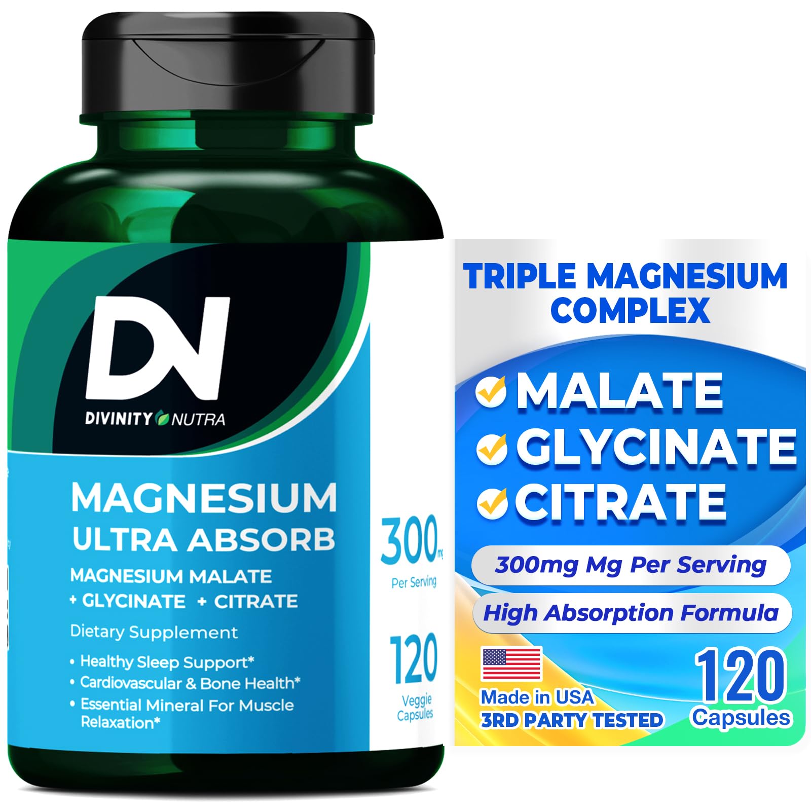 Divinity Nutra Magnesium Ultra Absorb 300mg front view