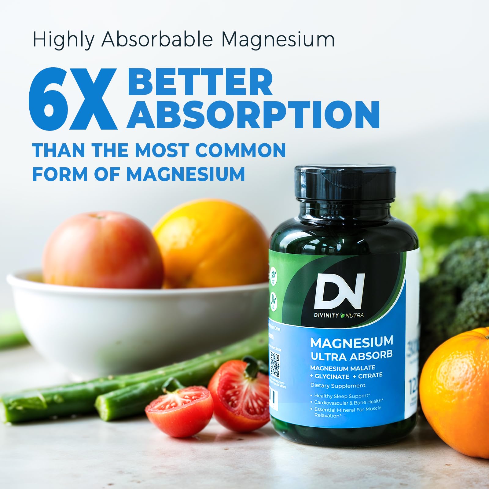 Divinity Nutra Magnesium Ultra Absorb 300mg in a lifestyle setting
