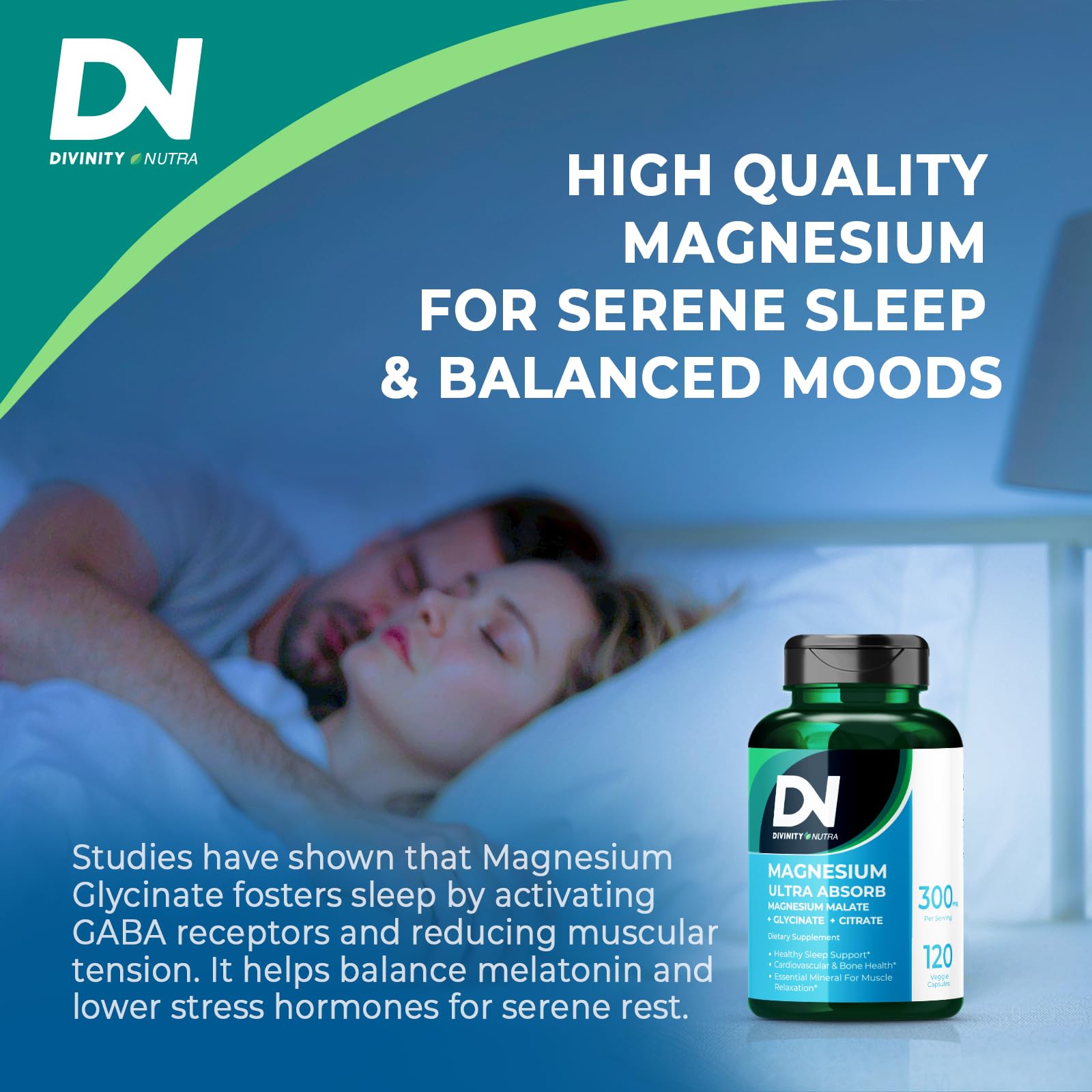 Divinity Nutra Magnesium Ultra Absorb 300mg packaging on a table