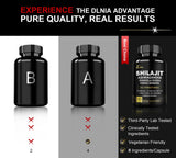 DLNIA 8-in-1 Shilajit Capsules ingredients list on packaging