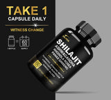 DLNIA 8-in-1 Shilajit Capsules lifestyle scene with natural background