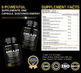 DLNIA 8-in-1 Shilajit Capsules opened bottle with capsules