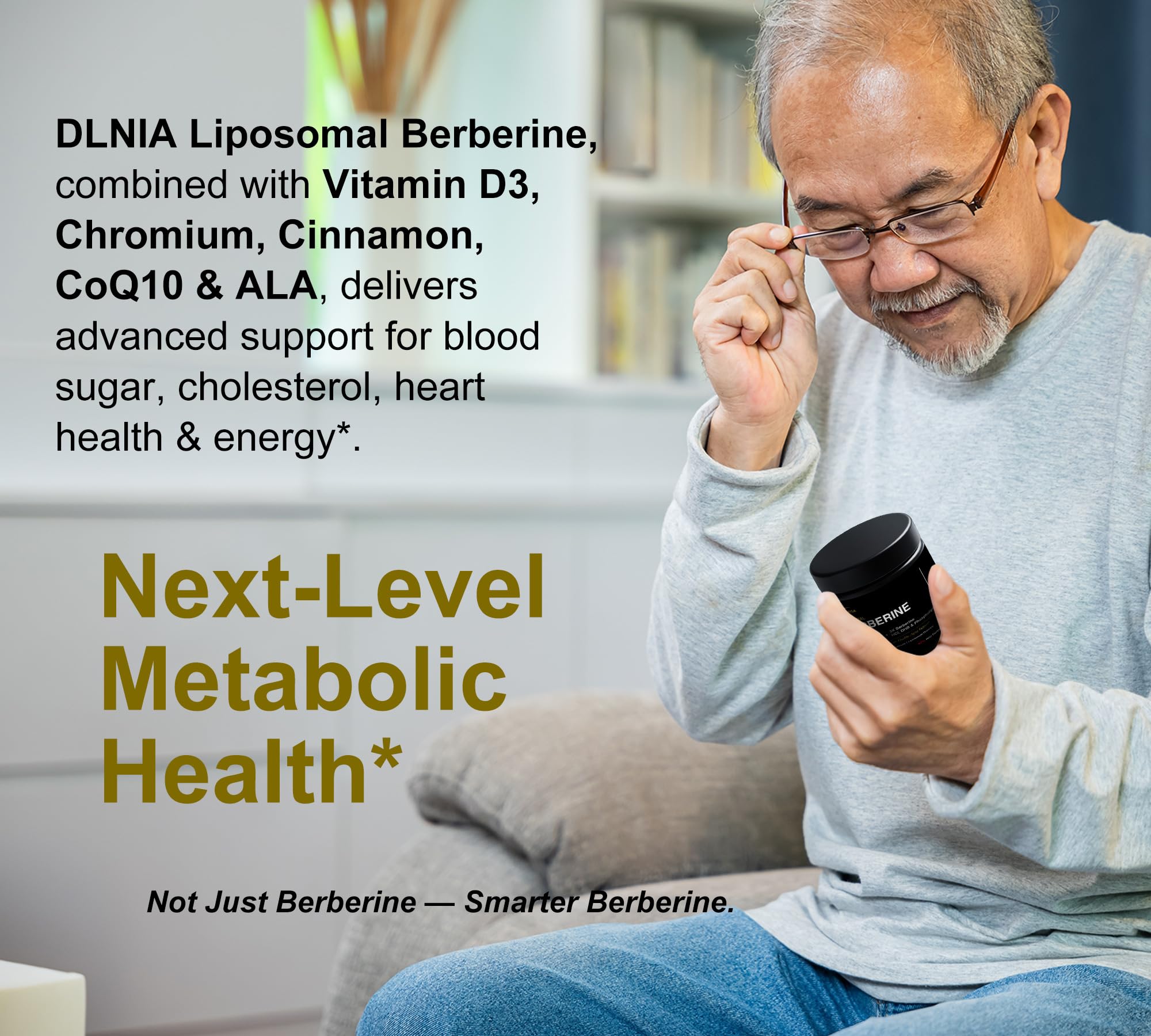 DLNIA Liposomal Berberine Supplement 68g with ingredients list