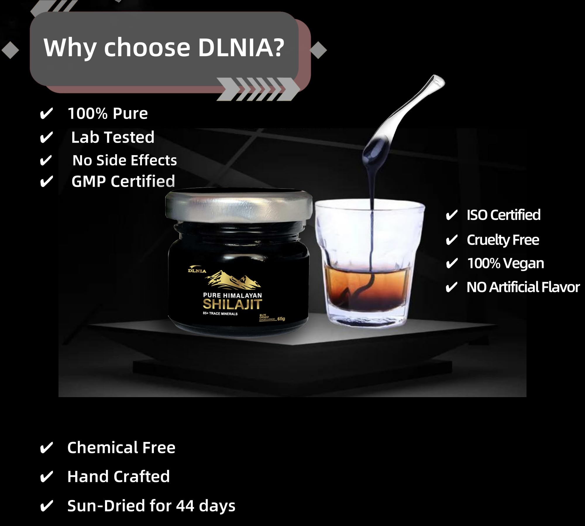 DLNIA Pure Himalayan Shilajit Resin in a bowl