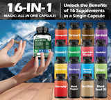 DLNIA Sea Moss All-in-1 Supplement capsules with a glass of water
