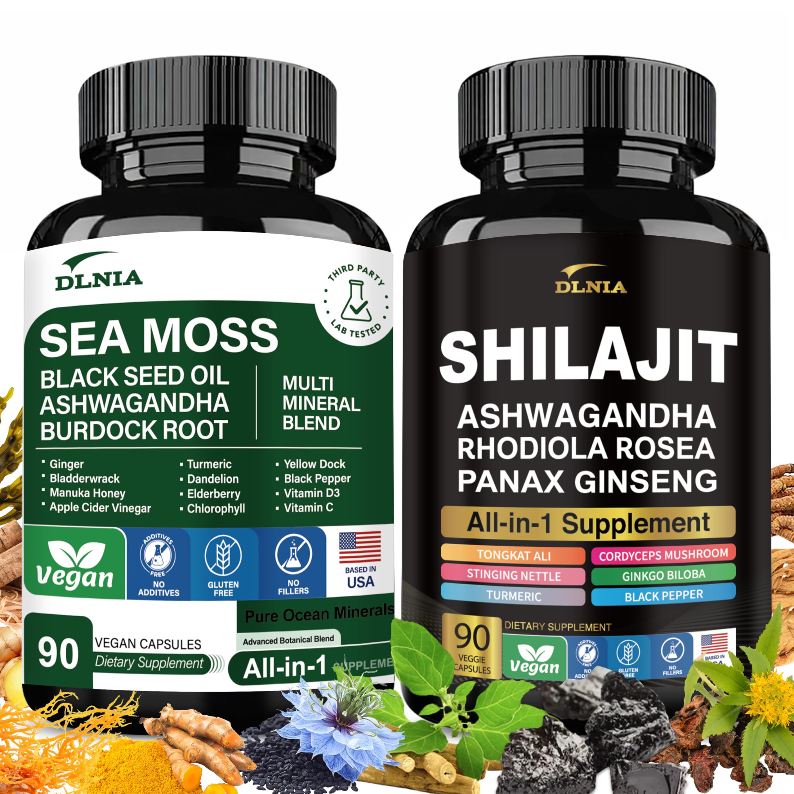 DLNIA Shilajit & Sea Moss Dynamic Vitality Bundle front view
