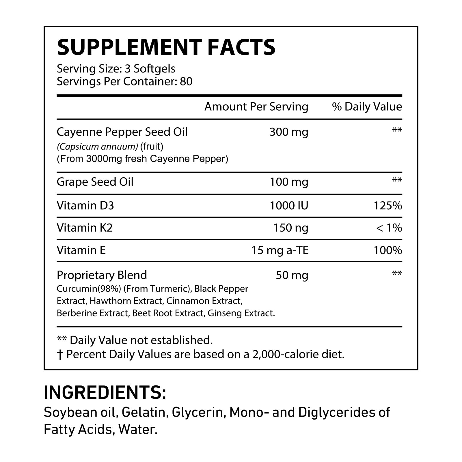 DLOMFVFQ Cayenne Pepper Softgels packaging dimensions
