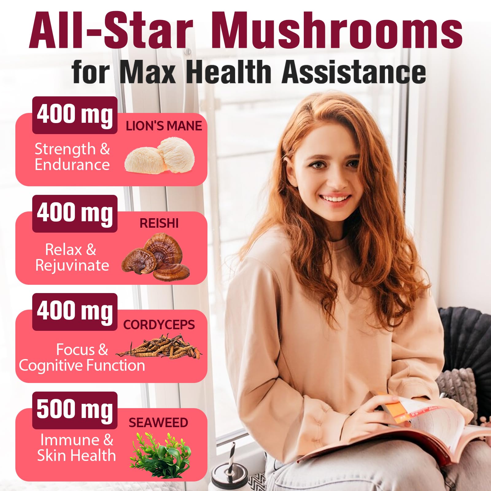 Dmeisy Lions Mane Mushroom Complex 4000mg tablets ingredients list