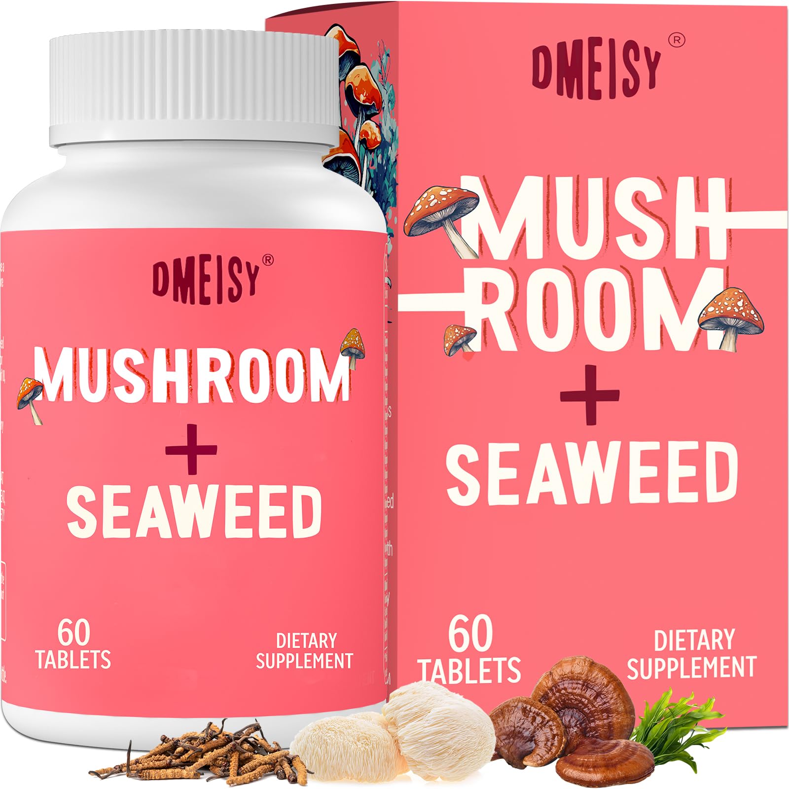 Dmeisy Lions Mane Mushroom Complex 4000mg tablets packaging front view