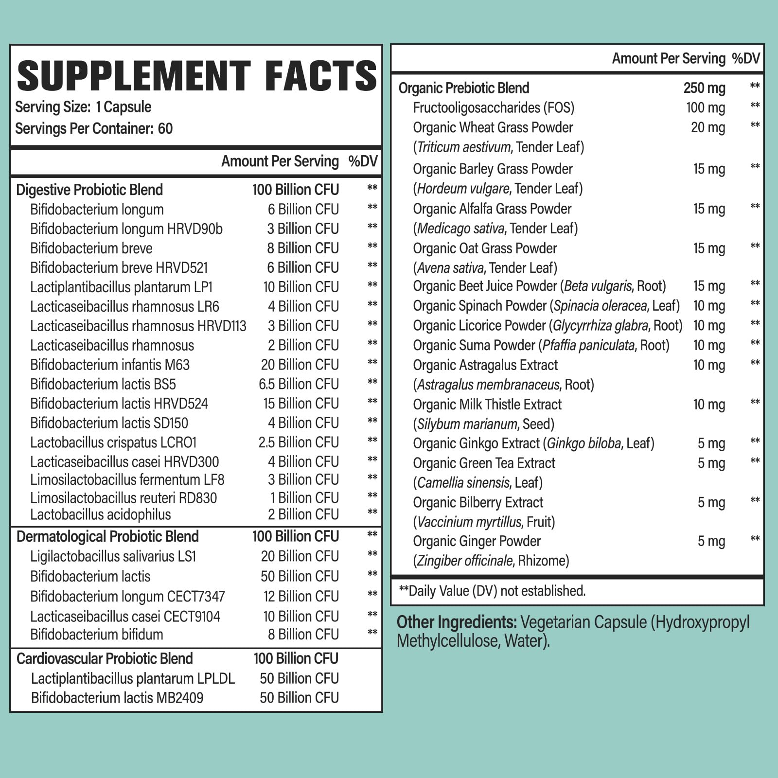 Dmeisy Probiotic Supplement 300 Billion CFU side view