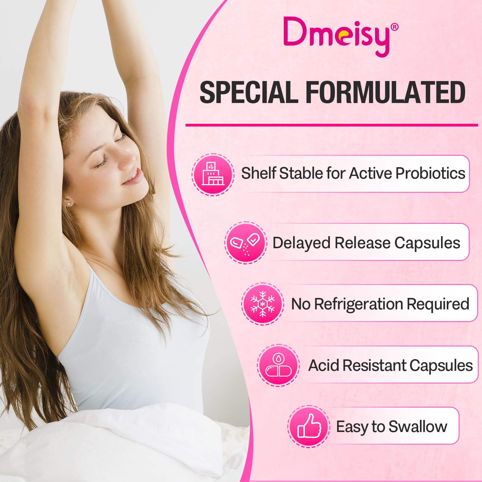 Dmeisy Women's Probiotics 70 Billion CFUs packaging
